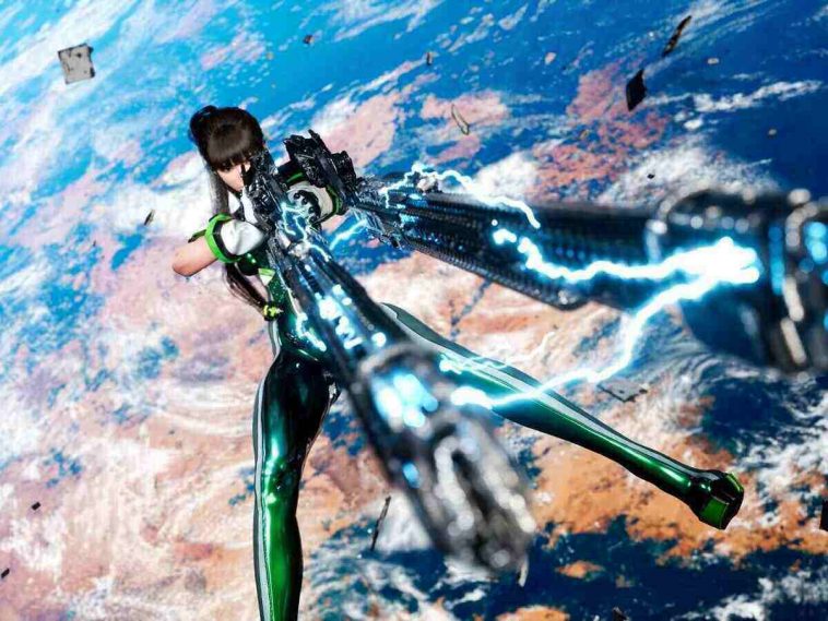 La protagonista di Stellar Blade che impugna un fucile