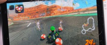 foto che mostra nintendo switch 2 con schermo rigato
