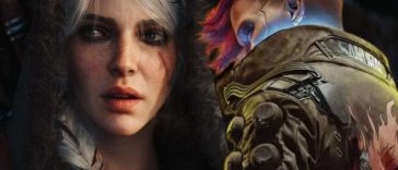 Ciri in uno screenshot di the witcher 4 affiancata a personaggio di cyberpunk 2077 di spalle